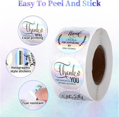 1120Pcs Thank You Stickers and Cards Set for Supporting My Small Holographic