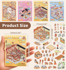 32 Sets Pocket DIY 3D Sticker Scene for Kids, Fun DIY Sticker Scene Make Your Ow