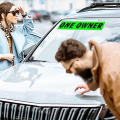 High-Visibility One Owner Windshield Stickers 12-Pack Made in USA 14.5″ x 2.75″