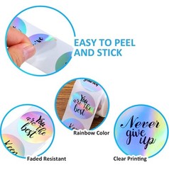 500 pcs / 1 Roll Inspirational Holographic Laser Stickers 1.5 in Brand New