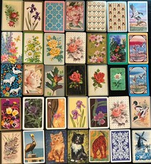 Lot Of 35 Single Swap Playing Cards- Flowers, Birds, Cats Nature – Many vintage
