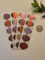 20 STRAWBERRY STICKERS/GLITTER STRAWBERRY STICKERS/SUMMER FRUIT STICKERS