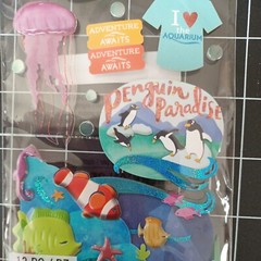 SCRAPBOOK STICKER Pet Adventure Aquarium jellyfish penguin Nemo Shark Seahorse