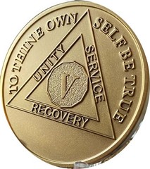 5 Year AA Medallion Premium Bronze Sobriety Token Chip Serenity Prayer Back