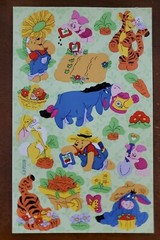 Vintage Sandylion WINNIE THE POOH & Friends, gardening themed sticker sheet,