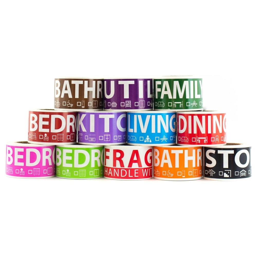 Home Moving Labels – 600 Color-Coded Stickers (50 Each for 12 Rooms) – Organize