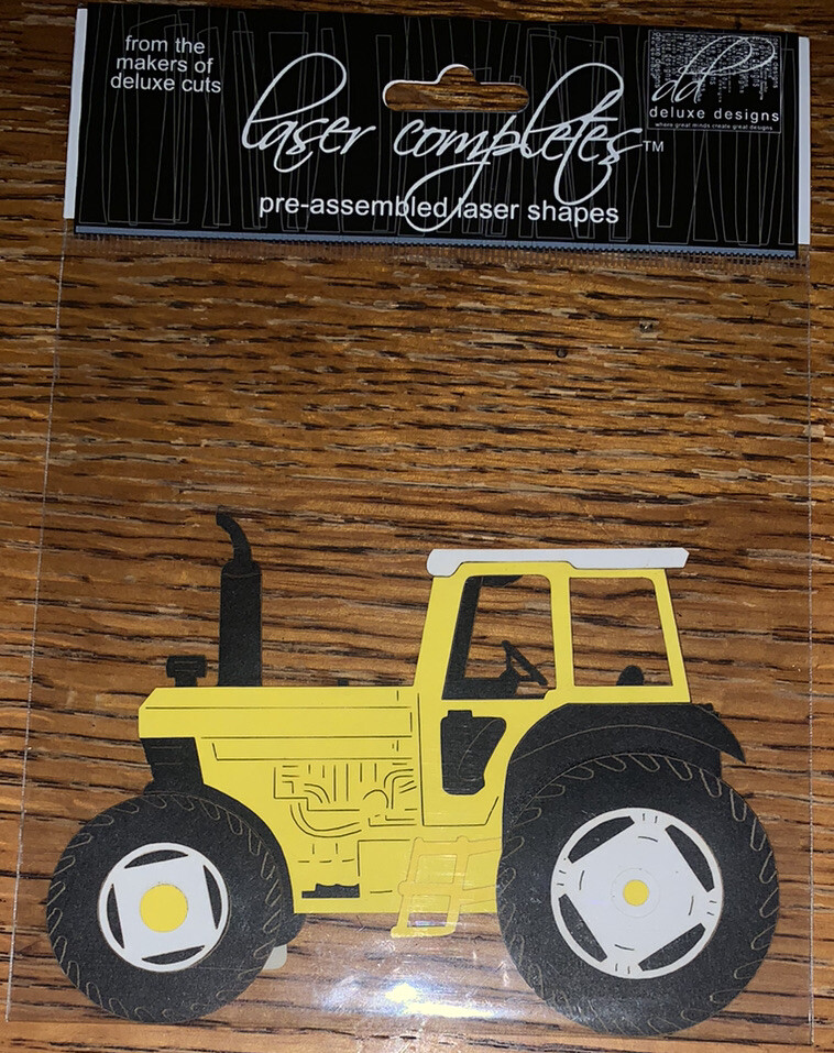 LASER COMPLETES YELLOW TRACTOR Detailed DIE CUT Farm Farming Farmer Scrapbook 3D