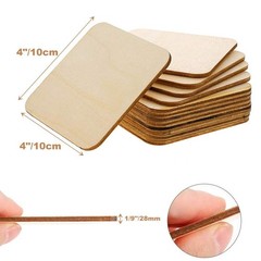 50 Pcs Unfinished Wood Pieces, Natural Blank 4 X 4 Inch Wood Squares, Wooden …