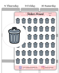 Trash/Bin Icon Planner Sticker, Chores Sticker, Calendar & Journal Stickers