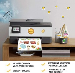 8.5″x11″ Waterproof Vinyl Sticker Paper – 21 Glossy Self-Adhesive Sheets