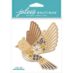 Crafts Stickers Jolee’s Laser Cut Wood Bird Glitter Intricate Details Blue Gold