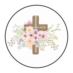 30 FLORAL CROSS ENVELOPE SEALS LABELS STICKERS 1.5″ ROUND WATERCOLOR GIFTS