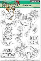 New Penny Black Rubber Stamp CHRISTMAS WINTER SLOTHMAS clear cling