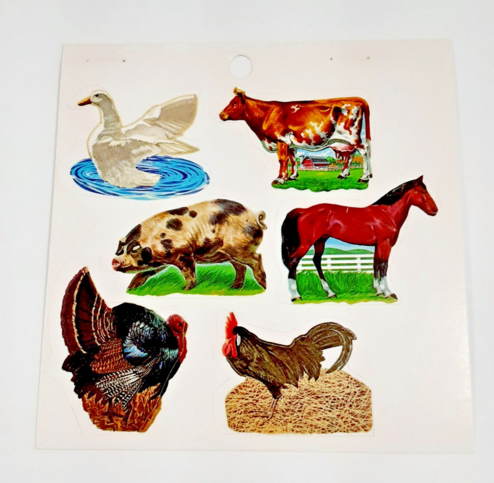 vintage Eureka farm animals small sticker sheet