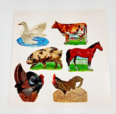 vintage Eureka farm animals small sticker sheet