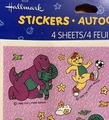 Barney BJ Baby Bop Stickers Vintage Hallmark 1996 Lyons Group Purple Dinosaur