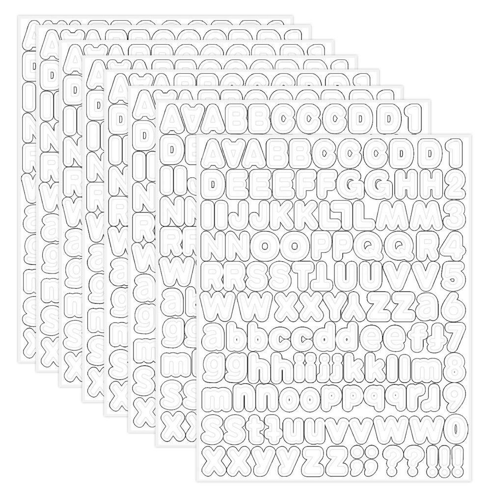 Starboling White Alphabet Stickers, 1/2 inch, 10 Sheets, 0.5»,