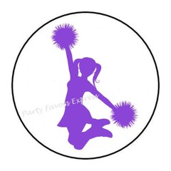 CHEERLEADER ENVELOPE SEALS LABELS STICKERS FAVORS -available in different colors