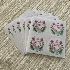 24 Happy Easter Round Stickers 2” Gift Labels Easter Envelope Seals
