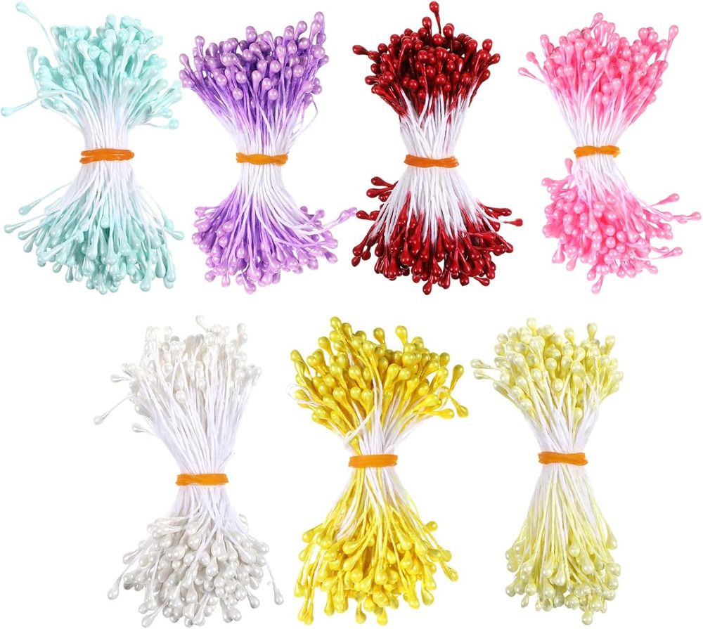 1050 Pcs 3Mm Flower Stamens, Pistil Matt Pearl Stamen for Flower Making, Pearl D