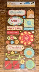 Lot Of 2 DCWV Citrus Glittered Alphabet Friendship Joy Smile Joyful Enjoy Flower