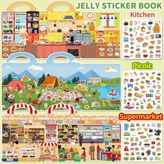 3 Sets Reusable Sticker Book for Toddlers 3-6, Jelly Sticker Books for Toddle…
