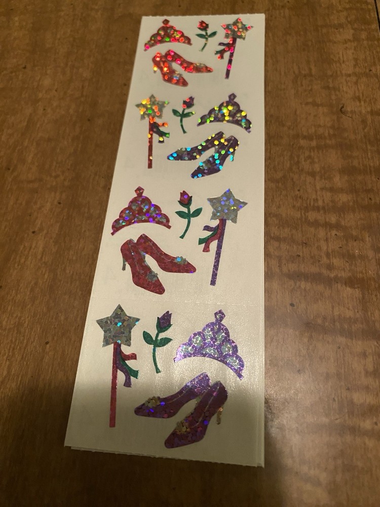 Mrs Grossman PRINCESS GEAR Stickers CROWN WAND SLIPPERS ROSE