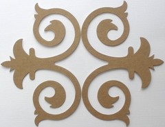 {12} CROWN SCROLL FLOURiSH – Bare Chipboard Die Cuts – 5″