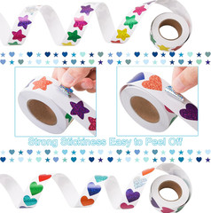 1000 Pcs Foil Heart Stickers, 1 Inch Glitter Small Shiny Sticker for Kids Reward