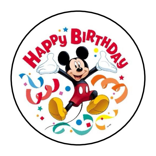 30 MICKEY MOUSE BIRTHDAY STICKERS ENVELOPE SEALS LABELS 1.5″ ROUND CUSTOM