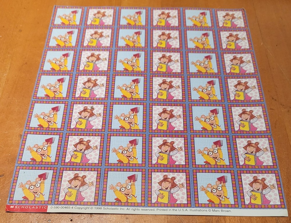 VINTAGE 1998 Scholastic PBS Arthur D.W. Reed Marc Brown Stickers