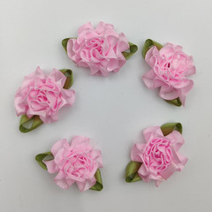 50Pcs Satin Ribbon Roses Fabric Flowers for Sewing Multicoloured Flower Embellis