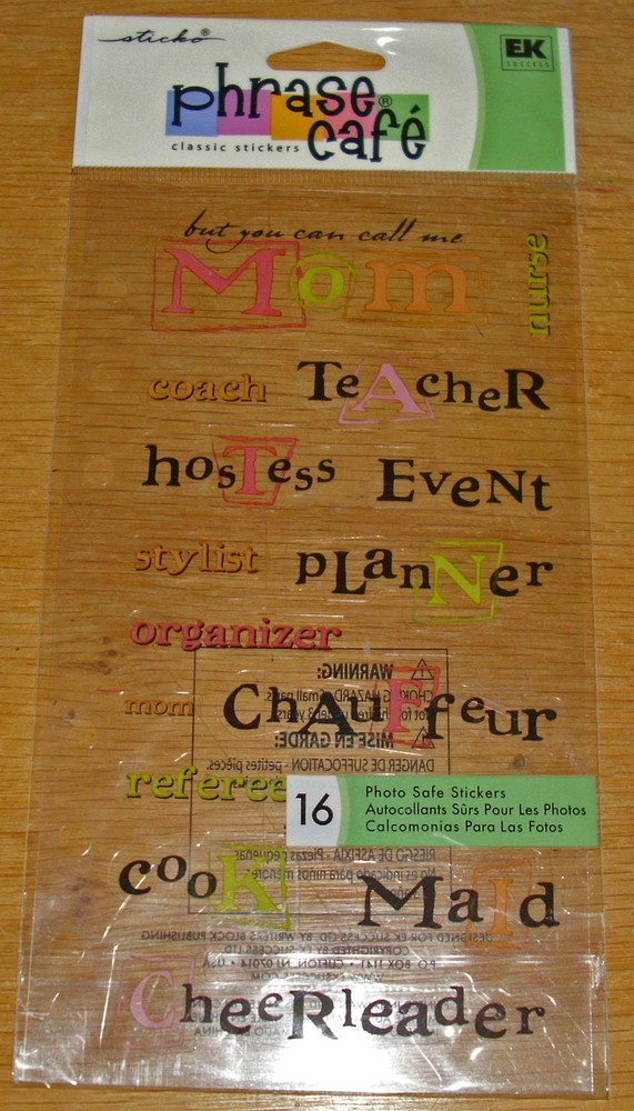 Sticko Phrase Cafe Classic Stickers Call Me Mom Mother NIP Free Ship Over $15