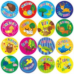 600 Pcs Motivational Spanish Round Sticker Teacher Reward Stickers for Classroom