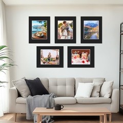 15 Pack 11×14 Picture Mats for 8×10 Photos Black Bevel Cut Mat Board Frame Kit