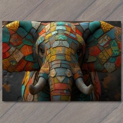 STICKER Elephant Bright Vibrant Colorful Quilted Painted Beautiful Flower Tusk