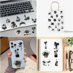 50 Pcs Dark Aesthetic Gothic Transparent Stickers,Black Rose Flower Stickers Pac