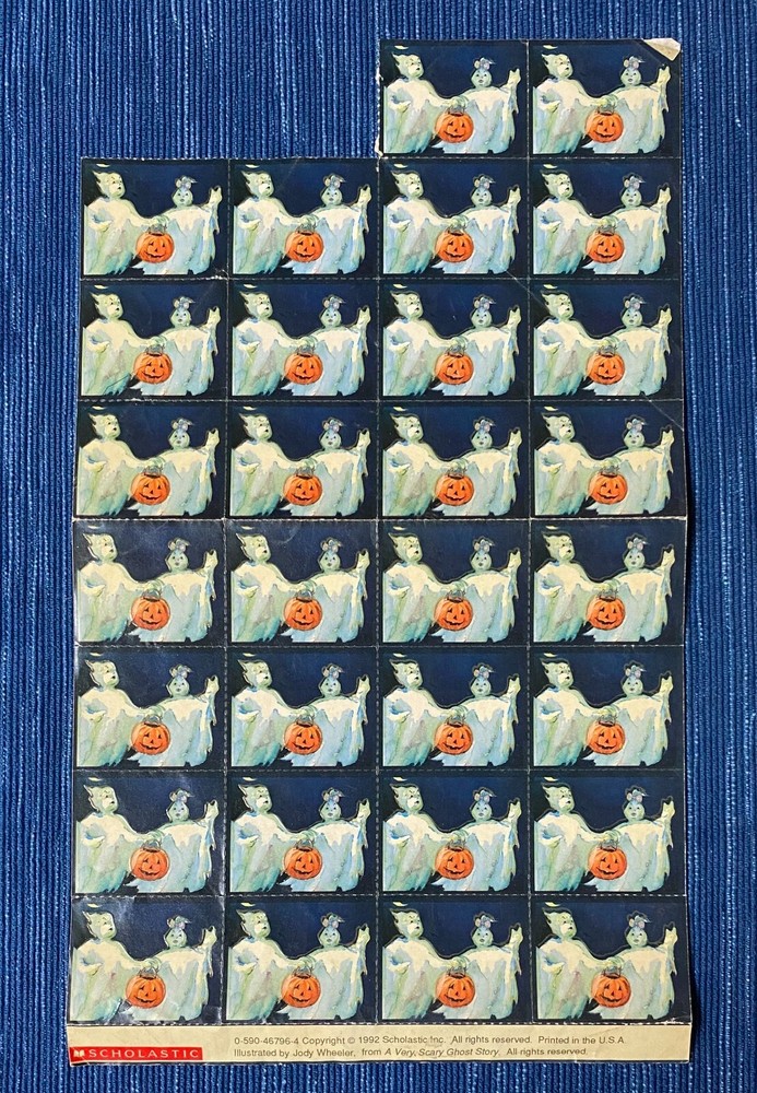 Vintage 1992 Scholastic Book Promo A Very Scary Ghost Sticker Sheet 988A