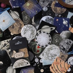 45pcs Galaxy Story Stickers Pack, Space Stickers, Full Moon, Crescent Moon