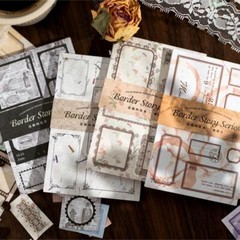 32Pcs Retro Tags Stamp Frame Paper Stickers Junk Journal Card Scrapbook Supplies