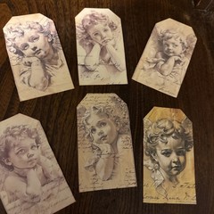 6JunkJournal Tags, Junk Journal Supplies, Scrapbooking, baby angels ￼