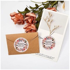 100-500pcs Flower Handmade with Love Stickers for Small Business Packaging Bakin