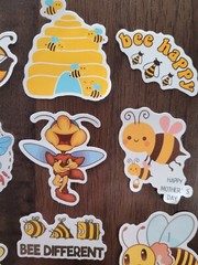 STICKERS x 10 Honey Bee Positive Apiculture Beehive Cartoon Sticker BEH3