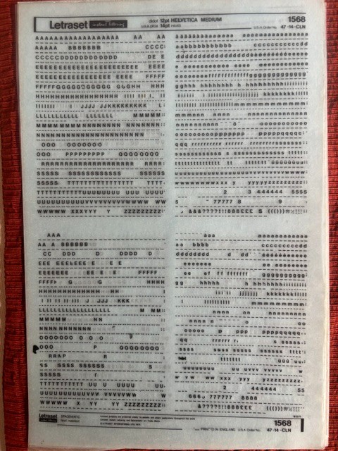 Four Letraset INSTANT LETTERING Transfer 12 & 14pt, 16-18pt Helvetica Med 33