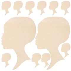 12PCS Head Silhouette Wooden Cutout African Woman Face Cutout Door Wall Hanging