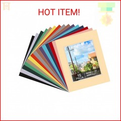 Prudiut 15 Pack 8×10 Picture Mats, Mixed Colors Frame Mattes for 5×7 Pictures Ph