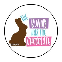 30 THE BUNNY HAS CHOCOLATE ENVELOPE SEALS LABELS STICKERS 1.5″ ROUND EASTER