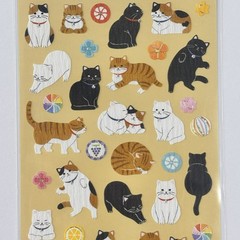 Japanese Washi Style Cat Sticker Sheet Cute Journal Stickers Made in Japan