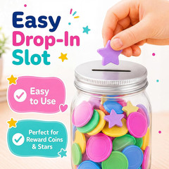 6 Pcs Coin Jars for Behavior Tokens Bulk Plastic Reward Jars for Kids Token Clas