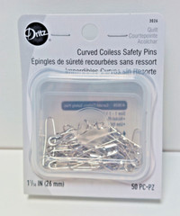 Dritz Coil-Less Curved Safety Pins 50/Pkg Nickel Plated